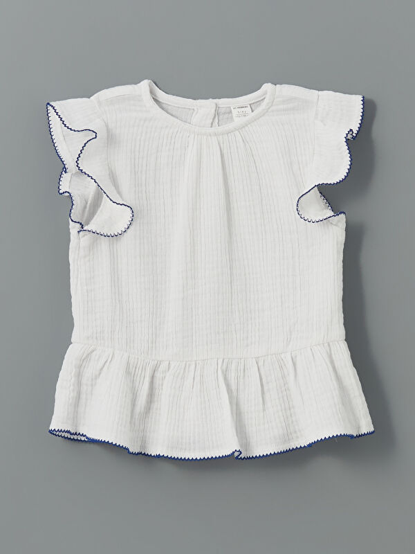 LCW Kids Bisiklet Yaka Kız Çocuk Müslin Bluz