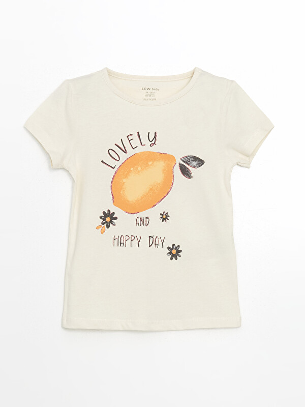 LCW baby Limon Baskılı Kız Bebek Tişört