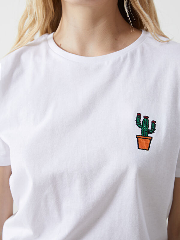 トップス DeuxiemeClasse CREW NECK LOGO EMBROIDERY XSIDE Crew Neck Embroidered Women's T-Shirt -S5DL09Z8-Q6K