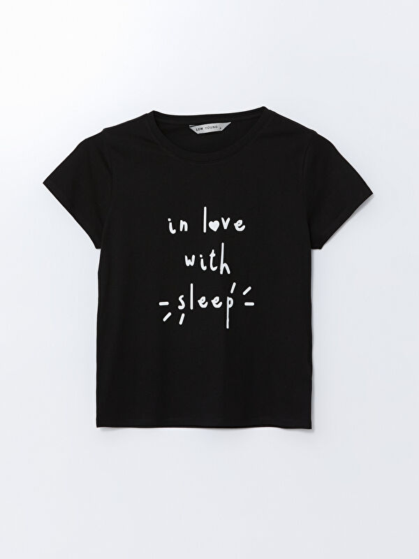 LCW Young Bisiklet Yaka Baskılı Kadın Pijama Üstü