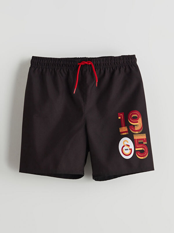 LCW Kids Beli Lastikli Galatasaray Baskılı Erkek Çocuk Deniz Şortu