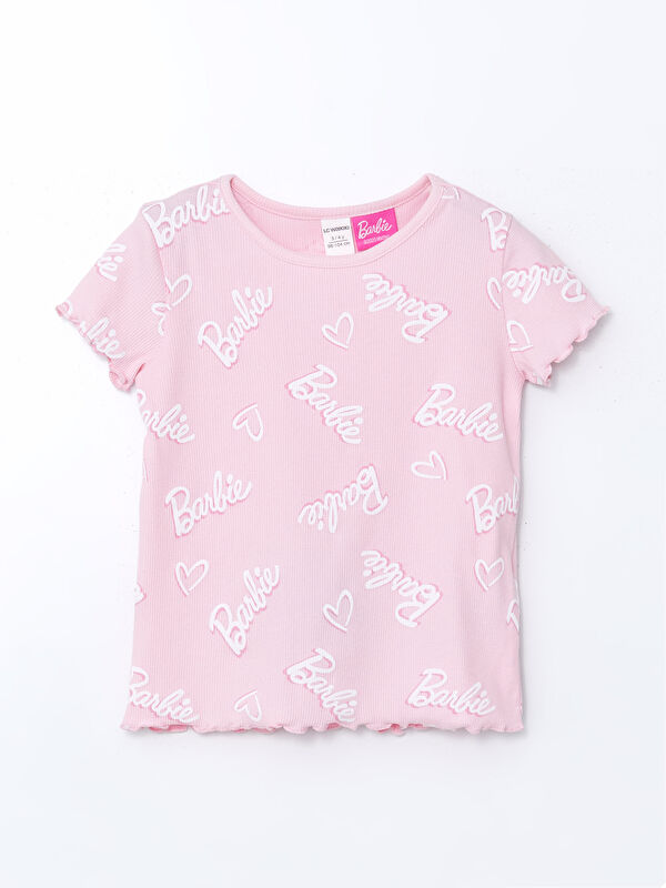 LCW Kids Bisiklet Yaka Barbie Baskılı Kız Çocuk Tişört