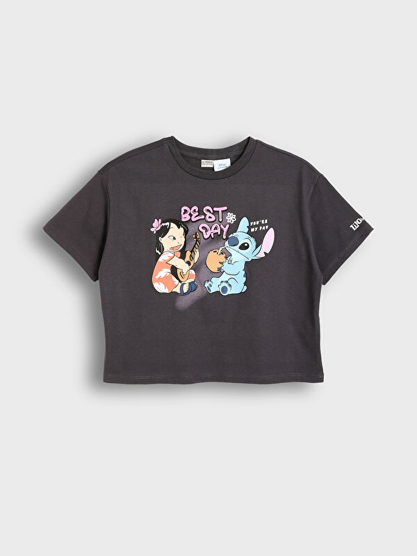 LCW Kids Crew Neck Stitch and Angel Printed Girls' T-Shirt