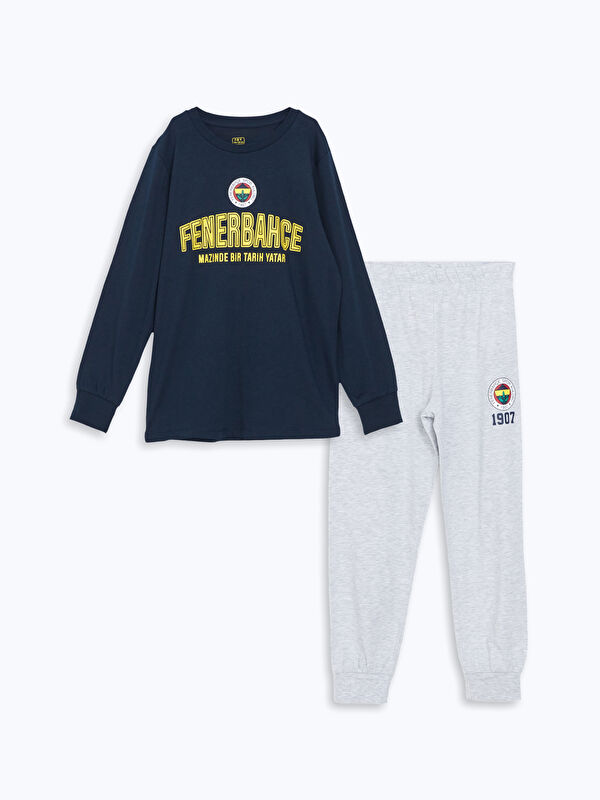LCW Kids Bisiklet Yaka Fenerbahçe Baskılı Erkek Çocuk Pijama Takımı