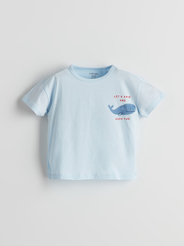 LCW baby Bisiklet Yaka Baskılı Erkek Bebek Tişört