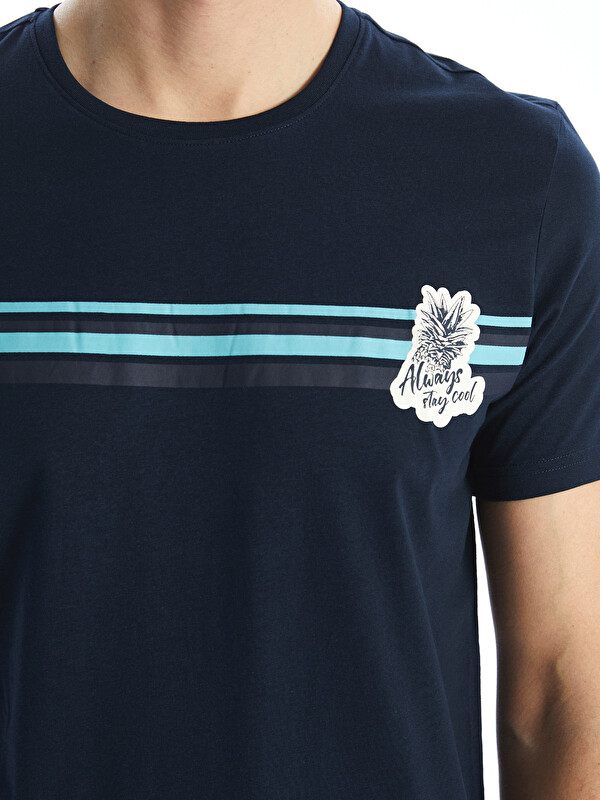 LC WAIKIKI Bisiklet Yaka Baskılı Erkek Pijama Üstü