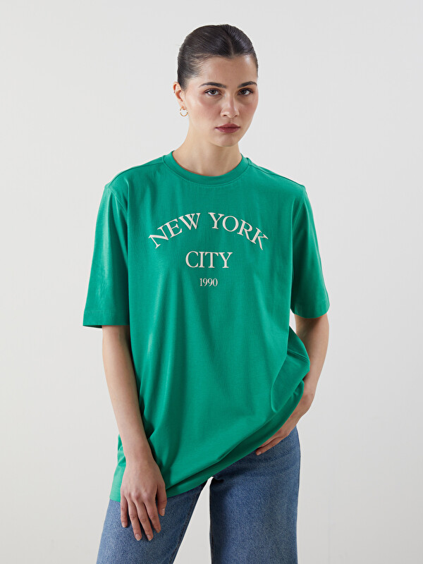LCW Modest Crew Neck New York Printed Women's T-Shirt