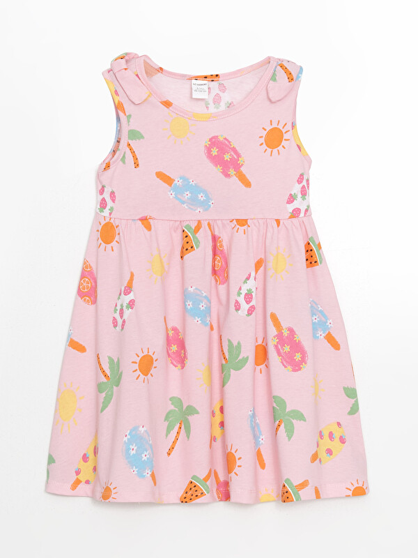 LCW Kids Crew Neck Printed Girls' Jersey Dress