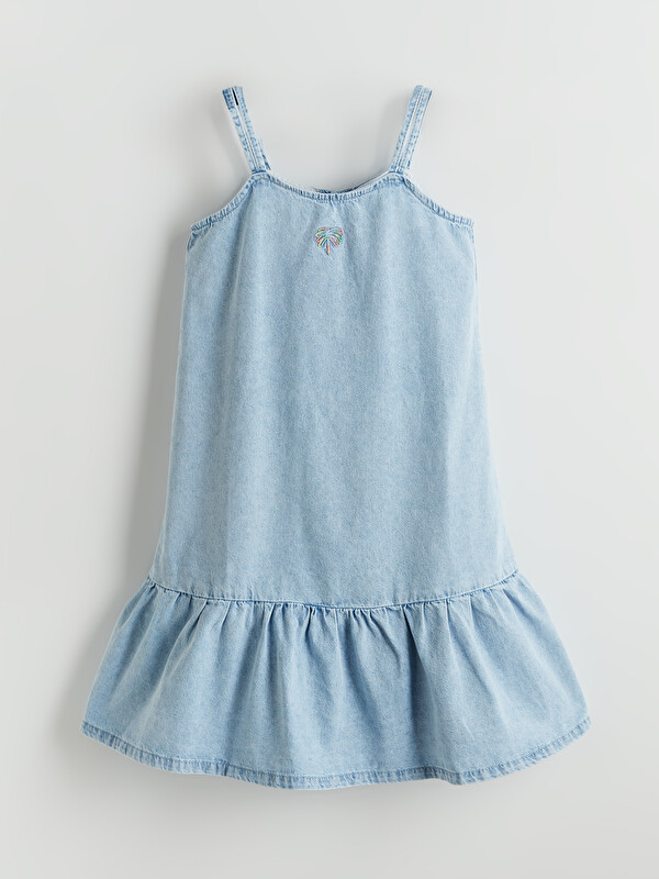 LCW Kids Embroidered Detail Girls' Denim Dress