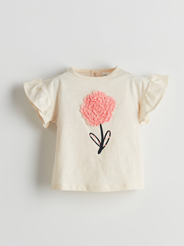 LCW baby Çiçek Baskılı Kız Bebek Tişört