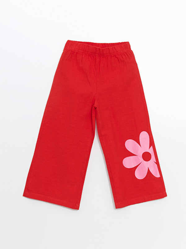 LCW Kids Kırmızı Çiçekli Kız Çocuk Bluz ve Pantolon 2'li