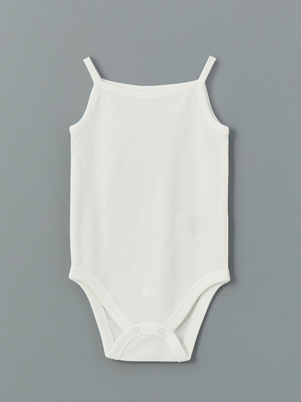LCW baby Kare Yaka Basic Kız Bebek Çıtçıtlı Body