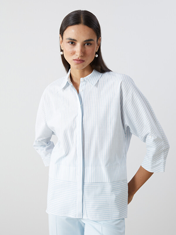 LCWAIKIKI Classic Chemise en Popeline Rayée pour Femmes