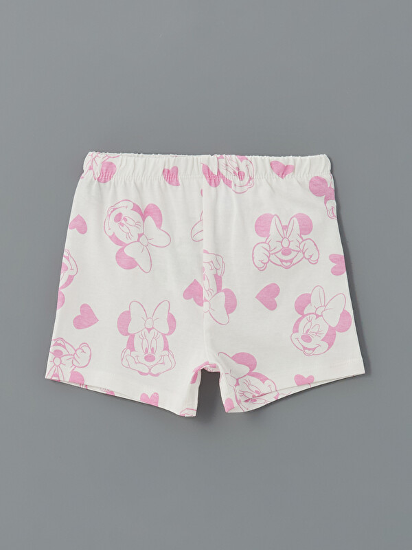 LCW baby Beli Lastikli Minnie Mouse Baskılı Kız Bebek Şort