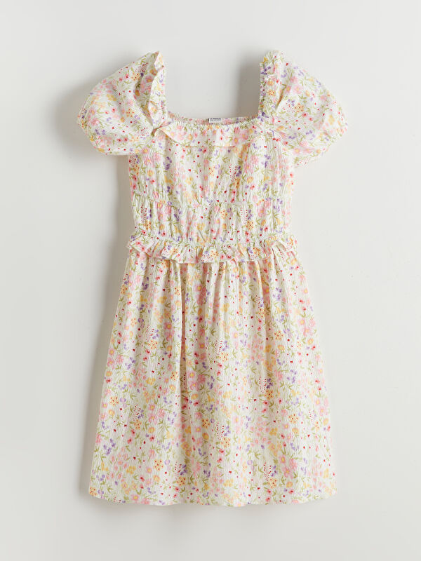 LCW Kids Square Collar Floral Girl's Dress