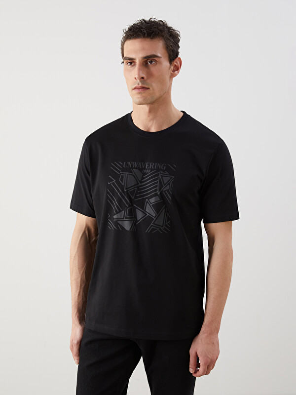 LCWAIKIKI Classic Crew Neck Short Sleeve Printed Combed Cotton Men's T-shirt