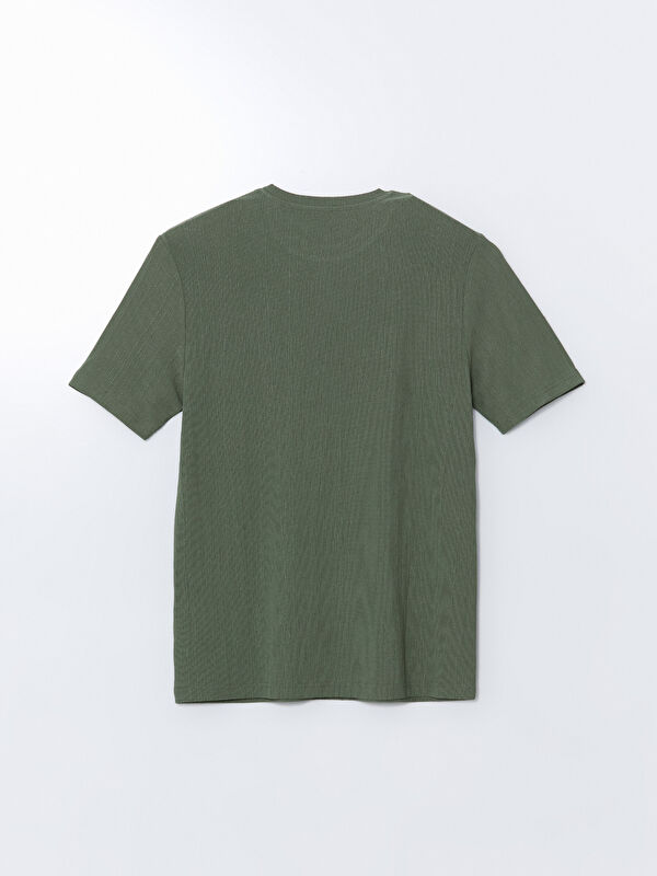 LCWAIKIKI Classic Yeşil Bisiklet Yaka Kısa Kollu Baskılı Erkek