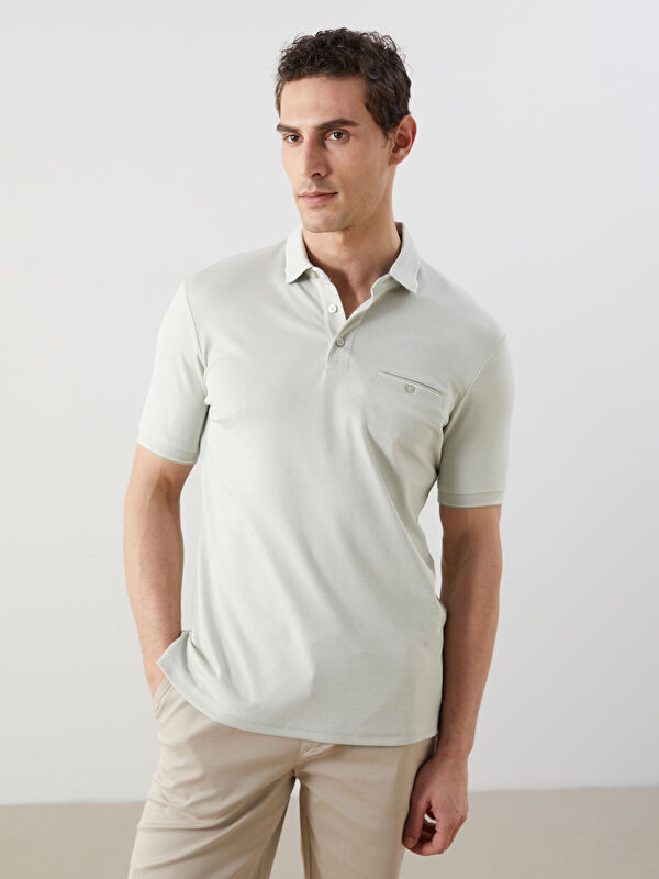 LCWAIKIKI Classic Polo Yaka Merserize Görünümlü Erkek Tişört
