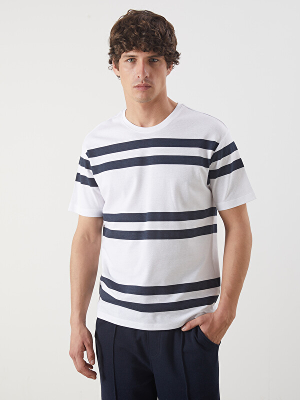 LCW Vision Crew Neck Short Sleeve Striped Men's T-Shirt