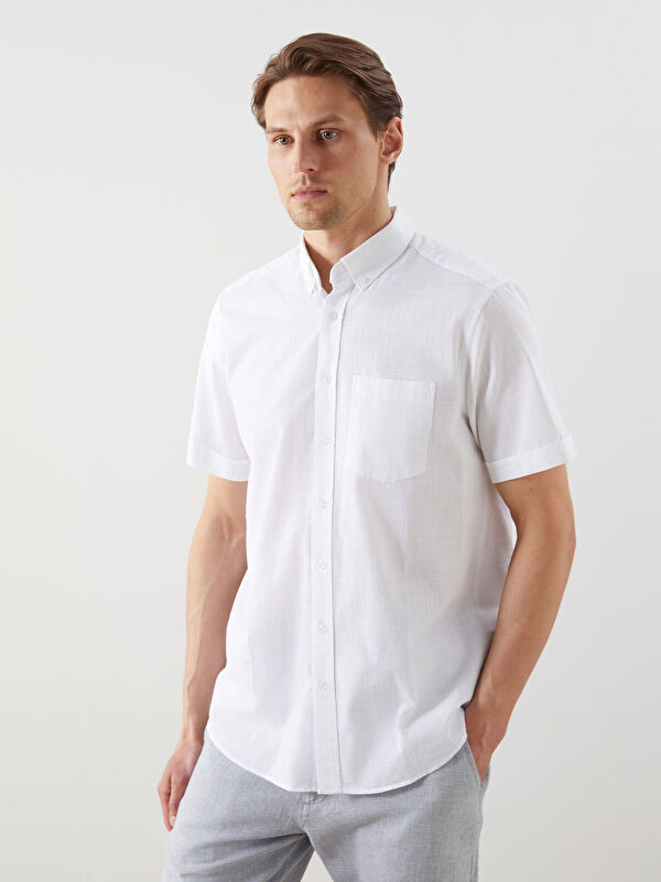 LCWAIKIKI Classic Regular Fit Kısa Kollu Armürlü Erkek Gömlek