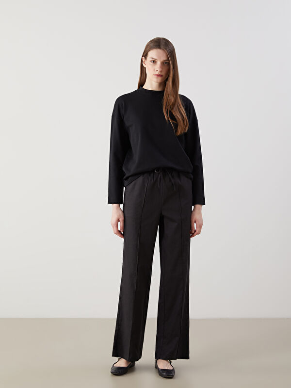 LCW Modest Pantalon Plissé en Mélange de Lin à Taille Élastiquée pour Femmes