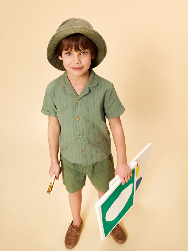 LCW Kids Keten Karışım Erkek Çocuk Gömlek ve Şort 2'li