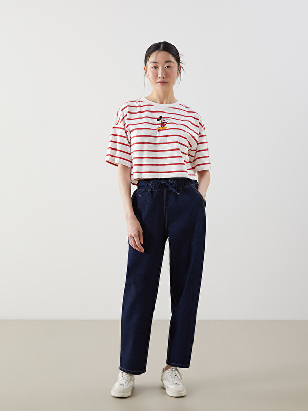 LCW Jeans جينز بخصر مطاطي بمقاس مناسب للأم للسيدات