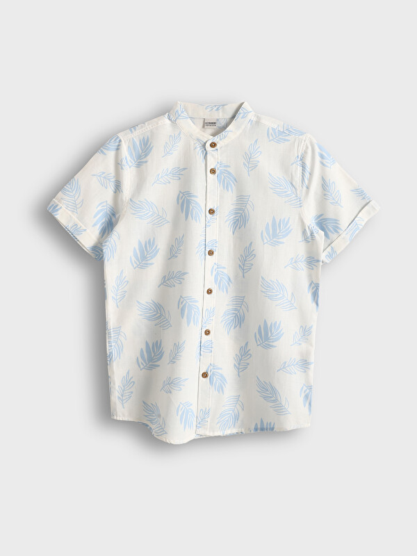 LCW Kids Grandad Collar Patterned Short Sleeve Boys' Shirt