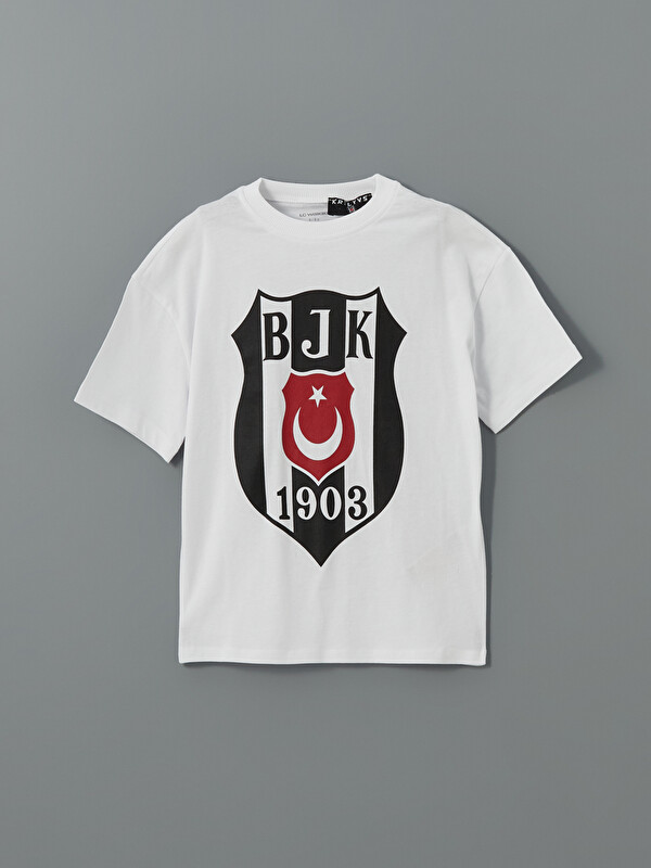 LCW Kids Bisiklet Yaka Beşiktaş Baskılı Erkek Çocuk Tişört