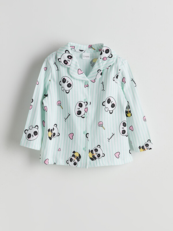 LCW Kids Gömlek Yaka Baskılı Kız Çocuk Pijama Üstü