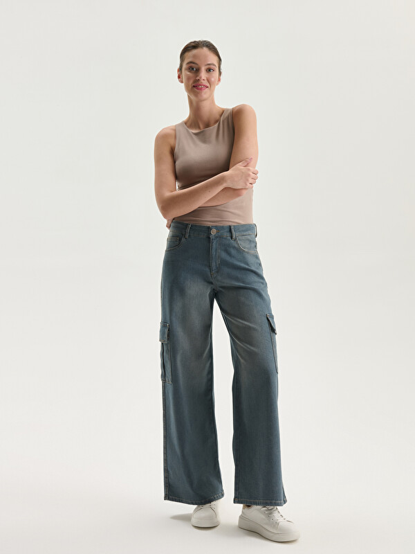 LCW Jeans Jean Cargo pour Femmes à Jambe Large