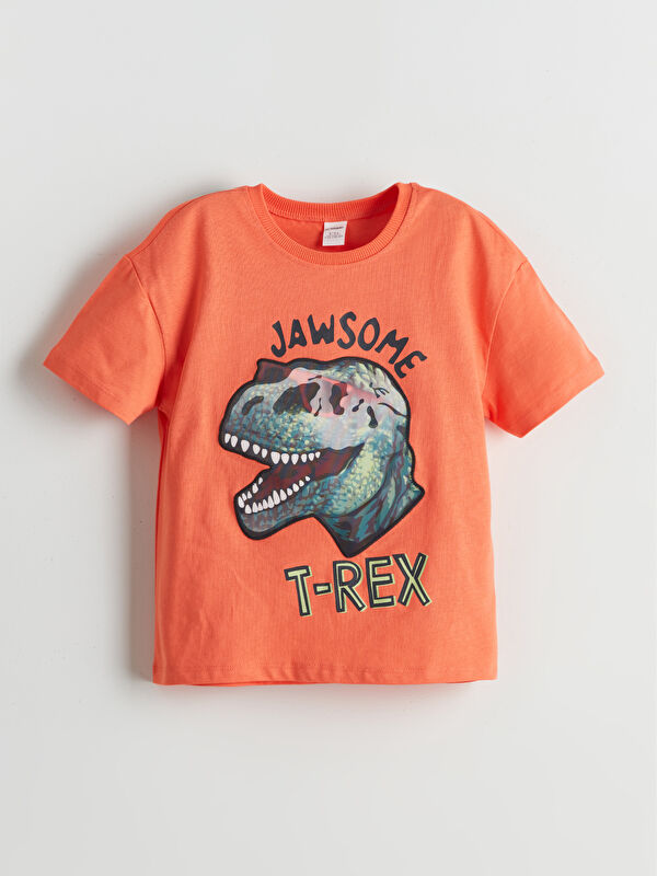 LCW Kids Dinozor Baskılı Penye Erkek Çocuk Tişört