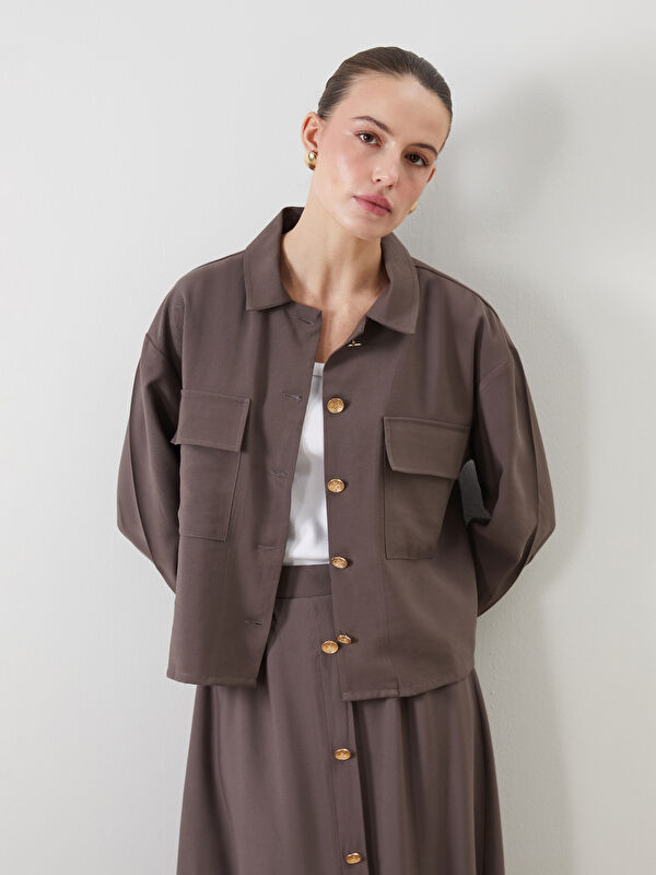 LCWAIKIKI Classic Oversize Gabardin Kadın Gömlek Ceket