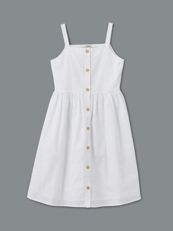LCW Kids Plain Buttoned Girls' Dress