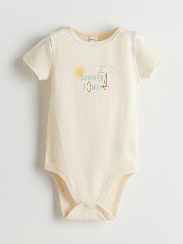 LCW baby Bisiklet Yaka Baskılı Erkek Bebek Çıtçıtlı Body