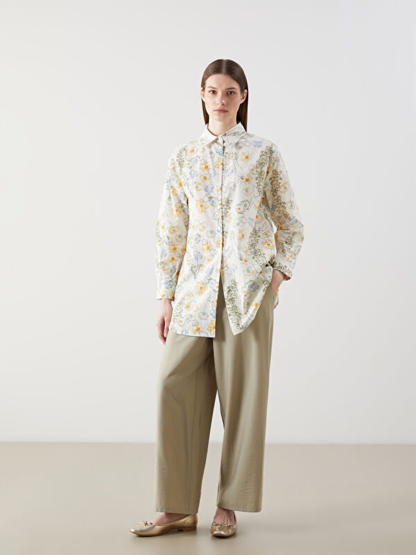 LCW Modest Beli Lastikli Geniş Paça Kadın Pantolon