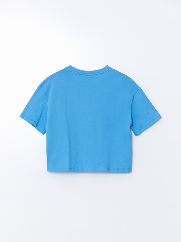 LCW Kids Bisiklet Yaka Çiçekli Kız Çocuk Tişört - S5G574Z4-Z2S | LCW