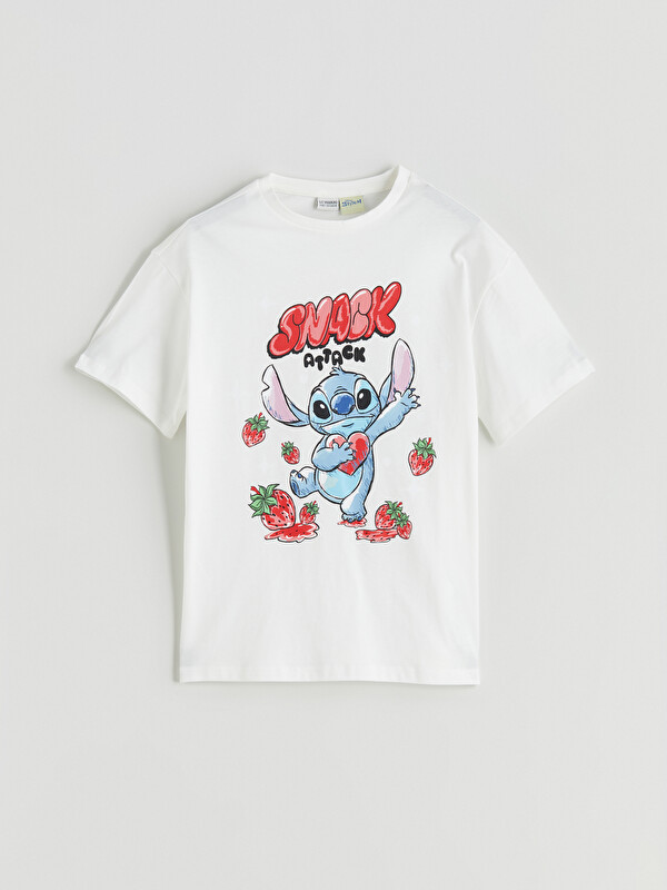 LCW Kids Crew Neck Stitch Printed Girls' T-Shirt