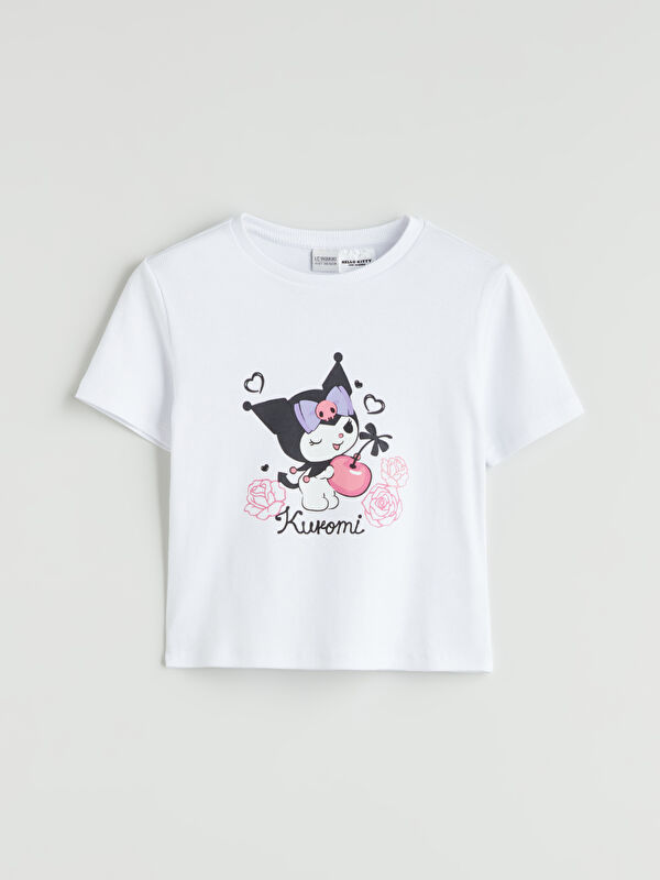 LCW Kids Bisiklet Yaka Kuromi Baskılı Kız Çocuk Crop Tişört