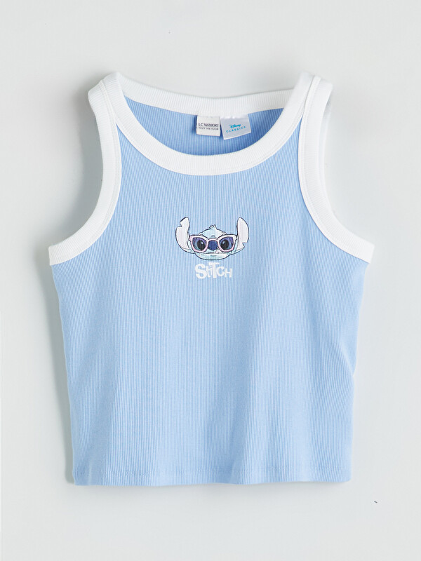 LCW Kids Crew Neck Stitch Printed Girls' Tank Top