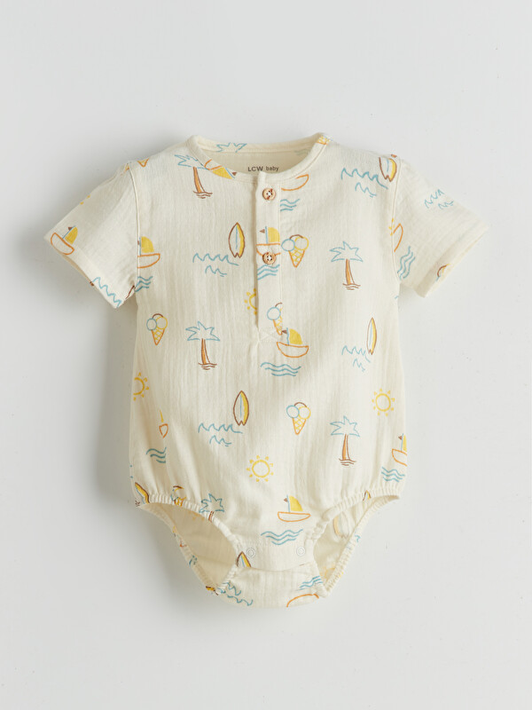 LCW baby Bisiklet Yaka Erkek Bebek Çıtçıtlı Body