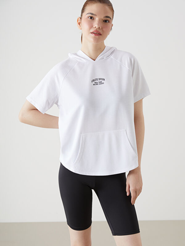 XSIDE ACTIVE Kapüşonlu Baskılı Kadın Spor Tişört