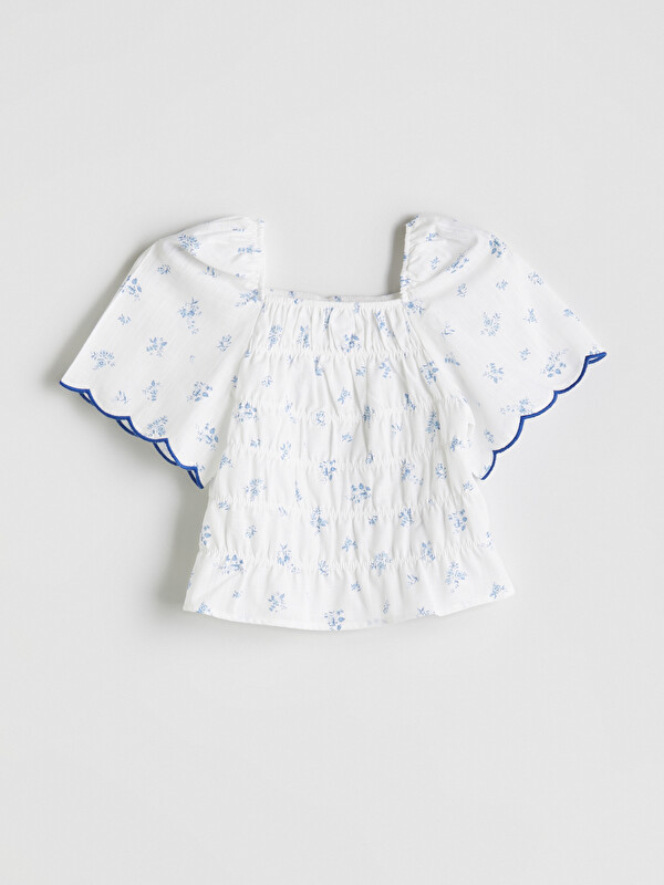 LCW Kids Kare Yaka Çiçekli Kız Çocuk Bluz