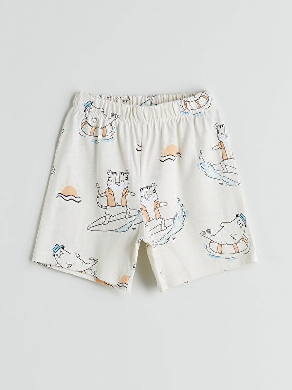 LCW baby Beli Lastikli Baskılı Erkek Bebek Şort