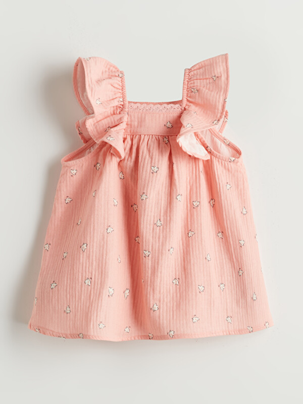 LCW baby Square Collar Baby Girls' Poplin Dress