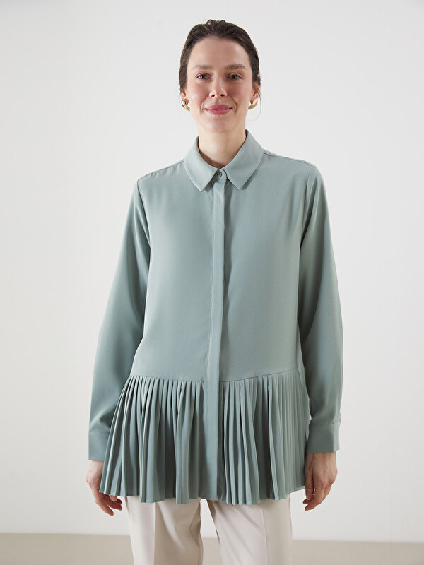 LCWAIKIKI Classic Plain Pleated Women's Shirt Tunic