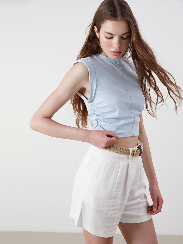 XSIDE Bisiklet Yaka Büzgülü Crop