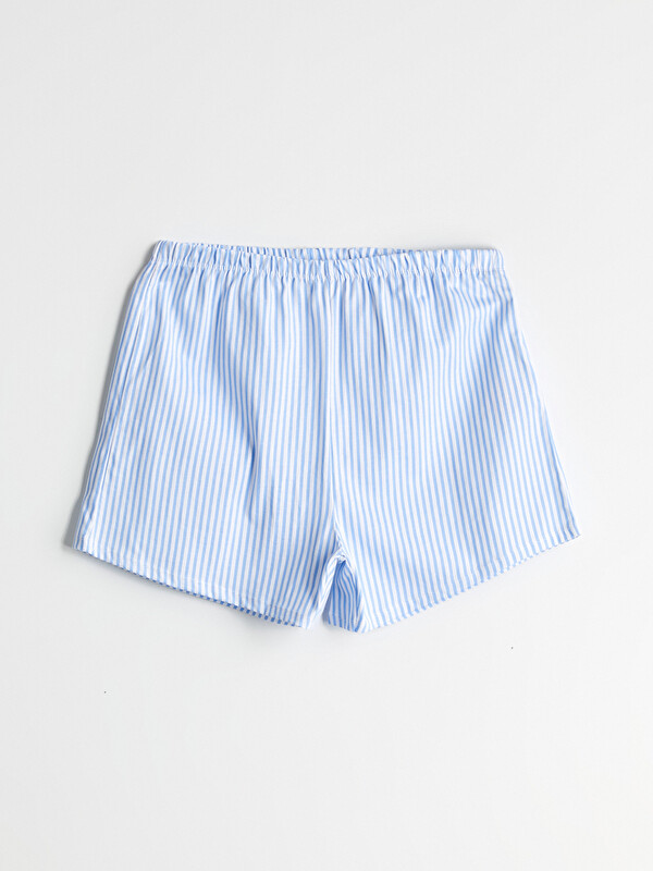 LCW Young Beli Lastikli Çizgili Kadın Şort Pijama Altı