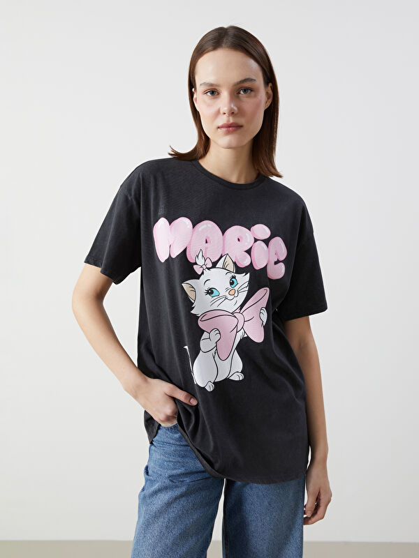 XSIDE Bisiklet Yaka Aristocats Baskılı Kadın Tişört