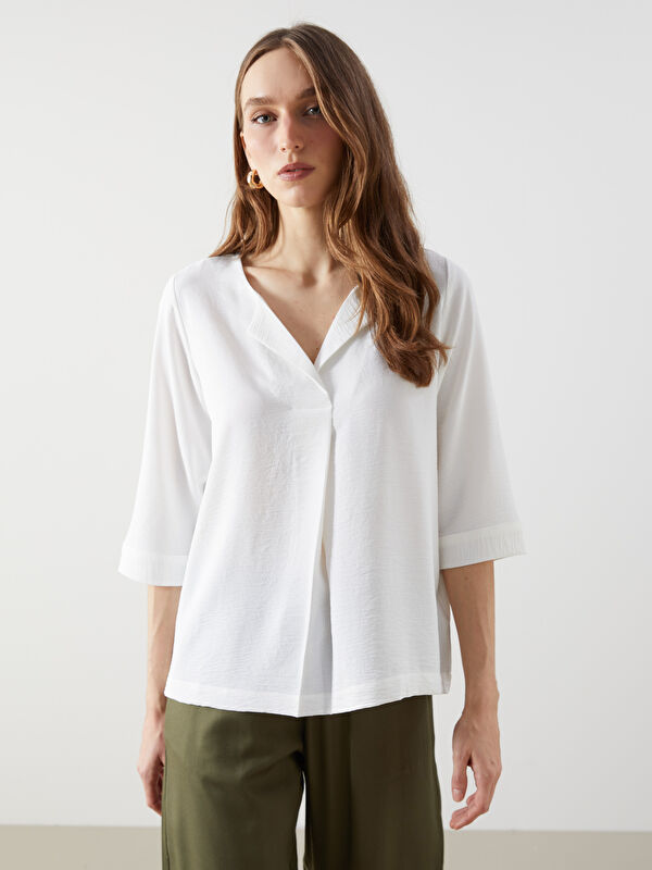 LCWAIKIKI Classic Doppelreiher-Kragen Bluse für Damen